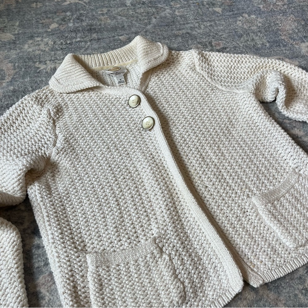 Talbots White Cotton Granny two-button Cardigan